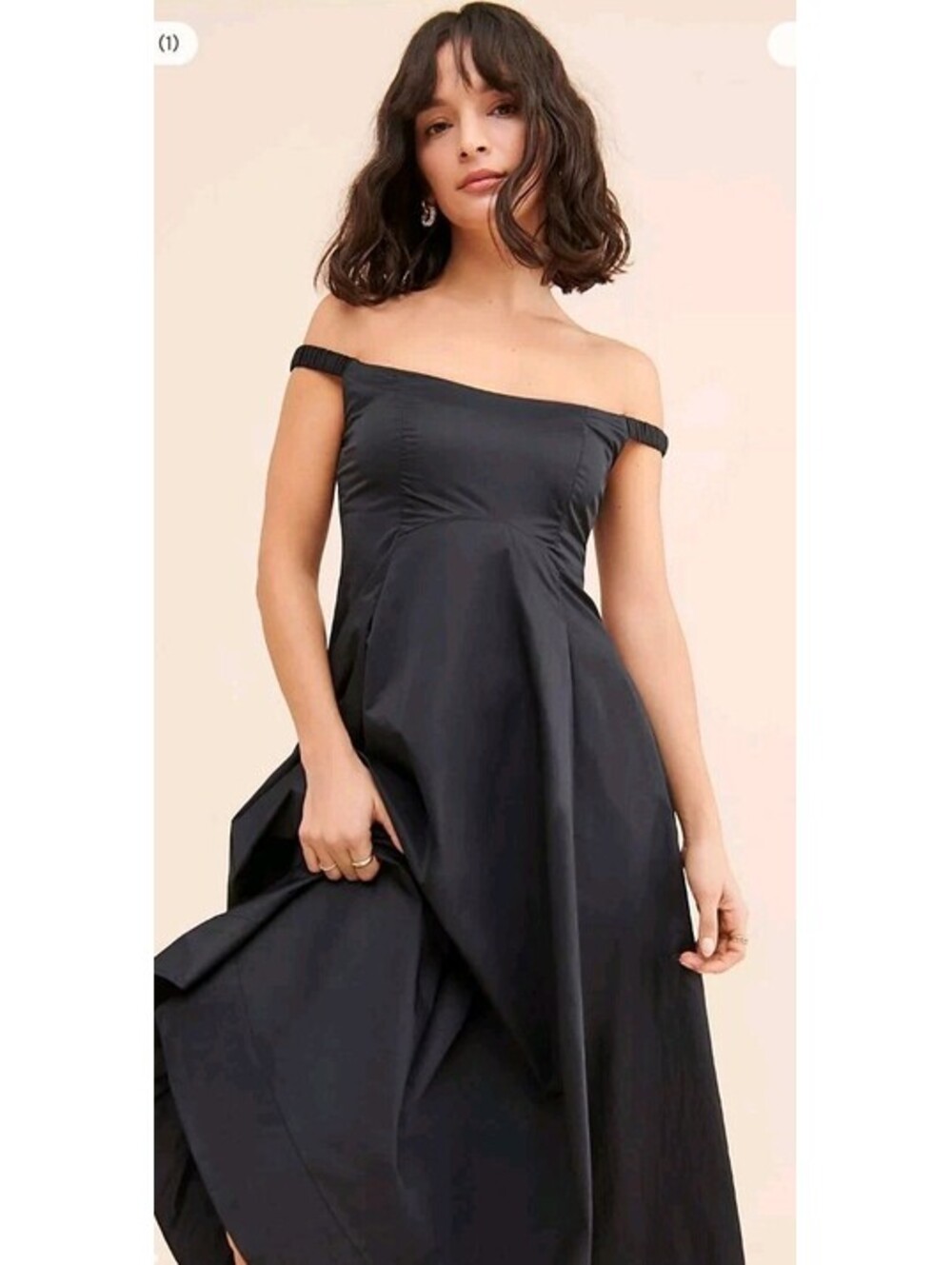 Free People Women's Alinda Midi Dress Black Size 0 Boho Festive Goth Minimalist